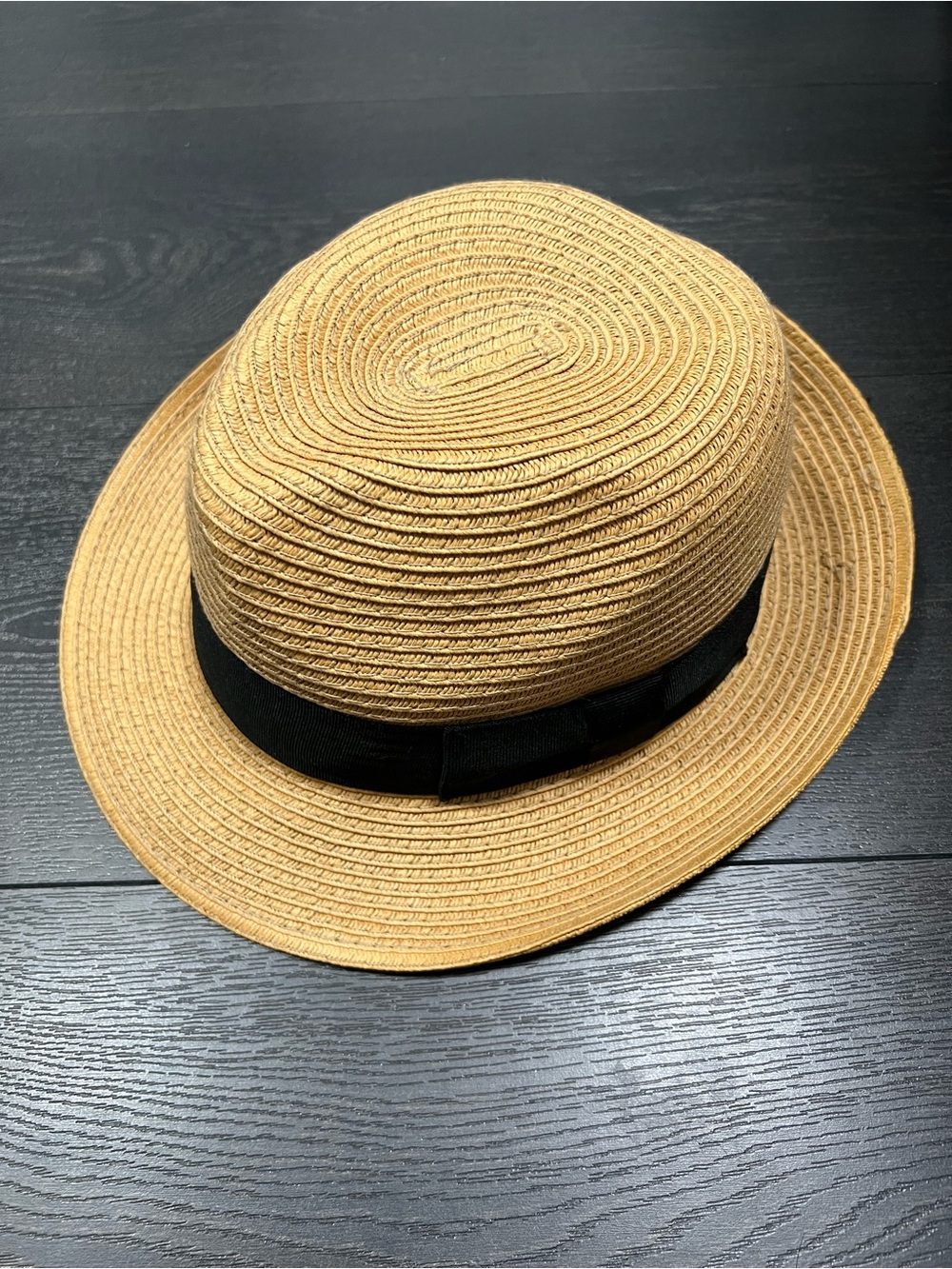 Women’s Straw Fedora Hat with Black Band - Tan